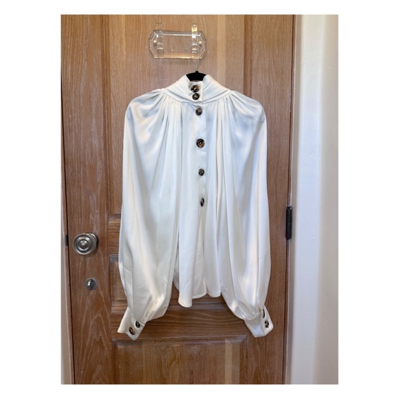 AWAKE Mode Satin Smocked Blouse NWOT - Picture 3 of 4